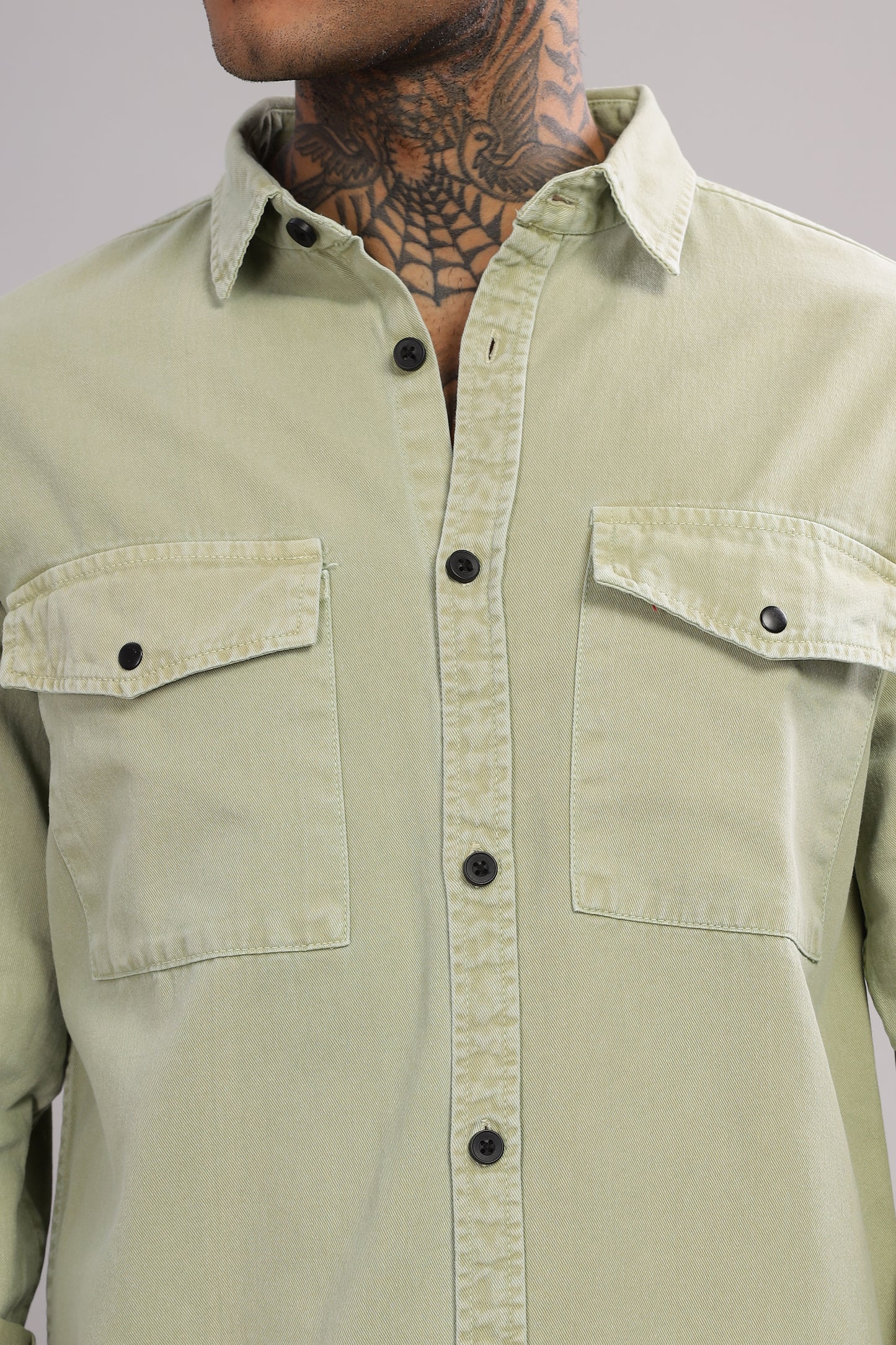 Green Cotton Shirt – Full Sleeve with Dual Chest Pockets
