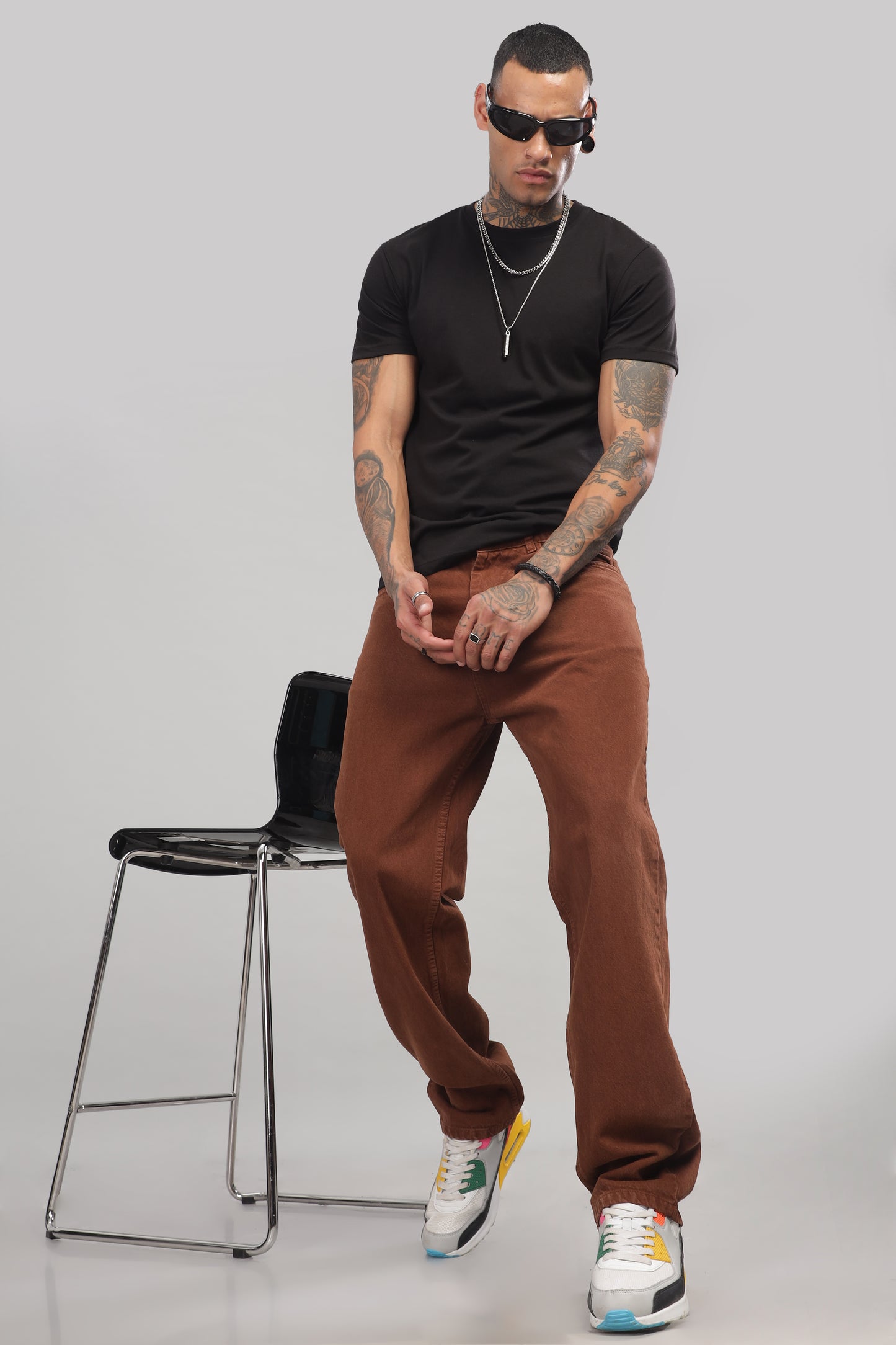 Plain Baggy Brown Jeans