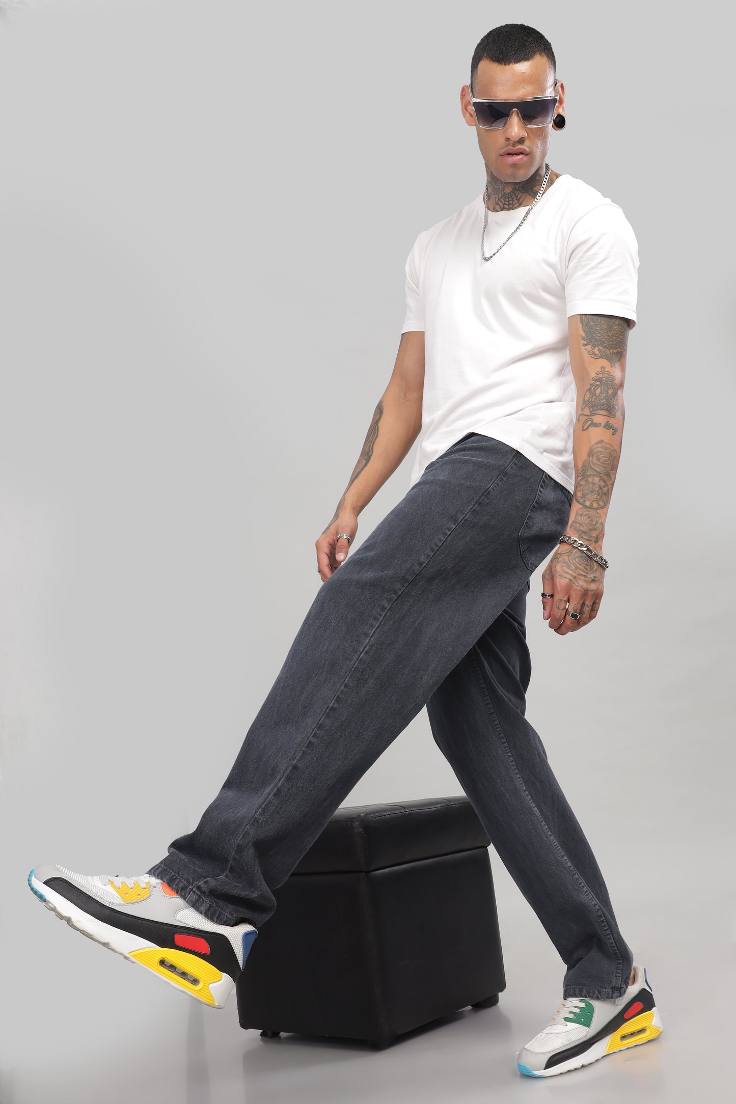 Plain Baggy Dark Grey Jeans