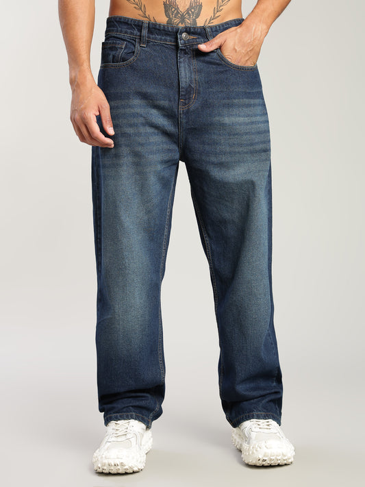 Plain Baggy Green Blue Jeans