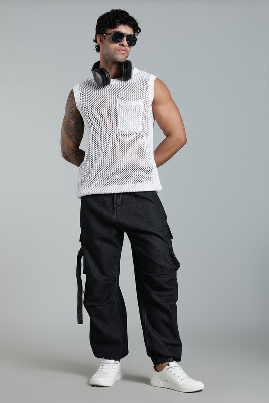 Black 6-Pocket Cargo Jogger - Baggy Fit