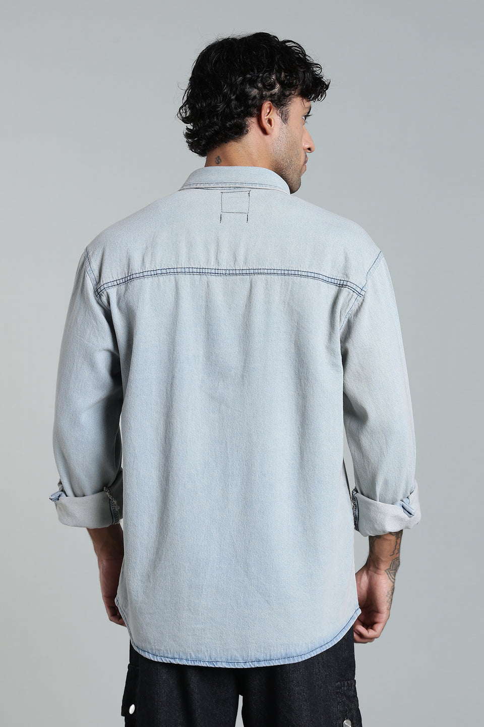 Men’s Vintage Blue Denim Shirt – Oversized Utility Fit