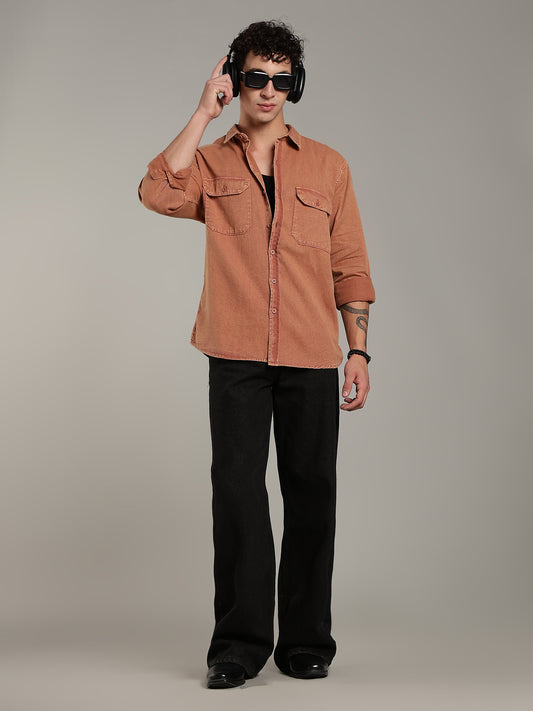 Double Flap Pocket Shirt- Relax/Baggy Fit - Rusty Orange