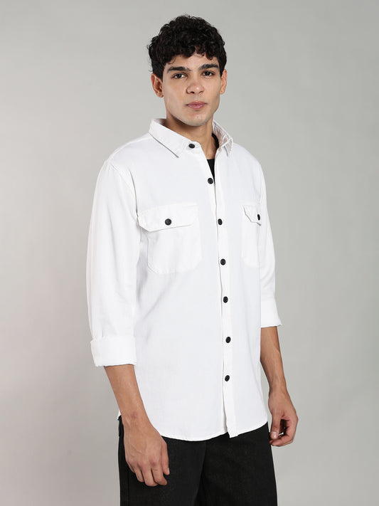 White cotton Shirt | Regular Fit