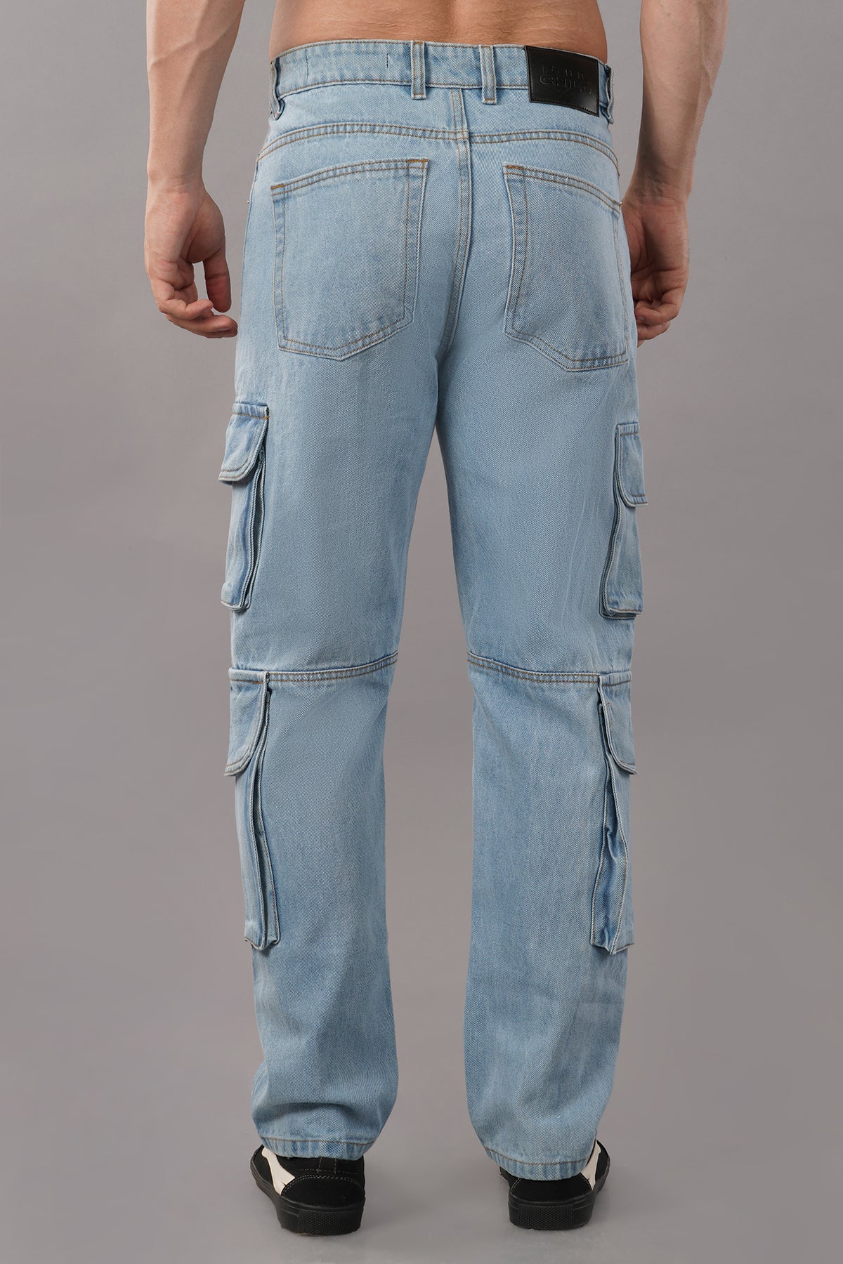 8 Pocket Cargo / Utility Jeans- Light Blue
