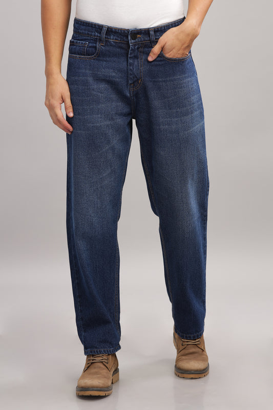 Plain Baggy Dark Blue Jeans