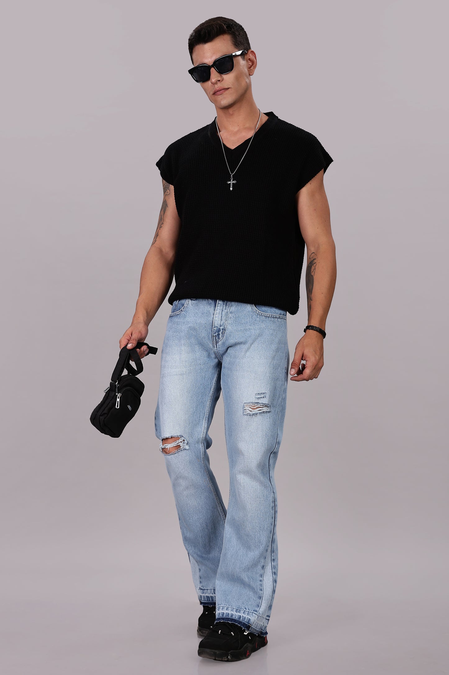 Men's Light Blue Flared Jeans