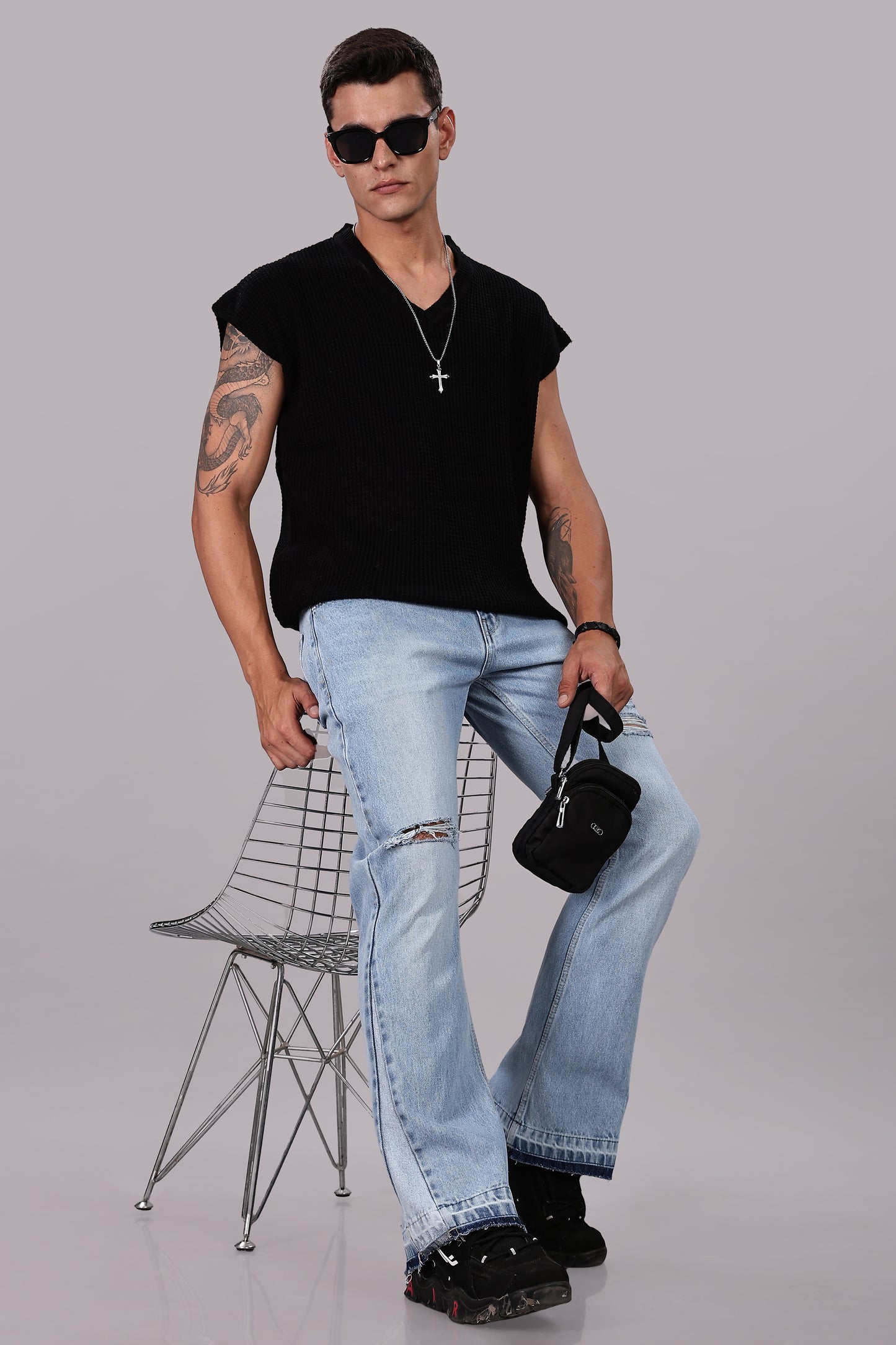 Men's Light Blue Flared Jeans