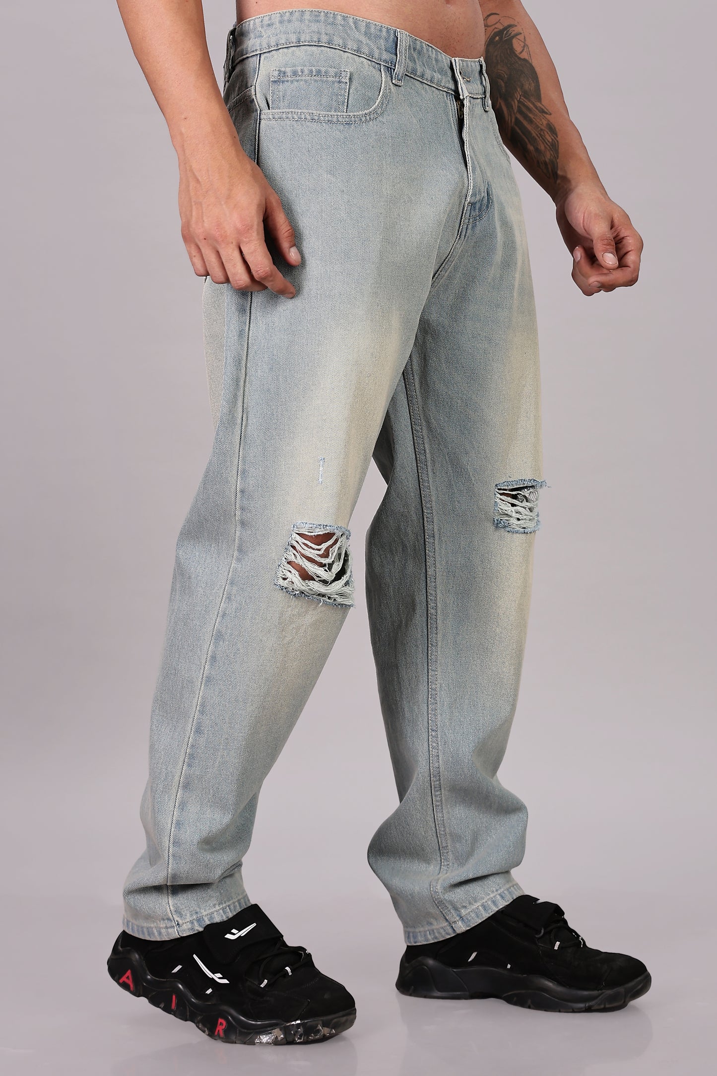 Vintage Blue Ripped Jeans | Baggy Fit