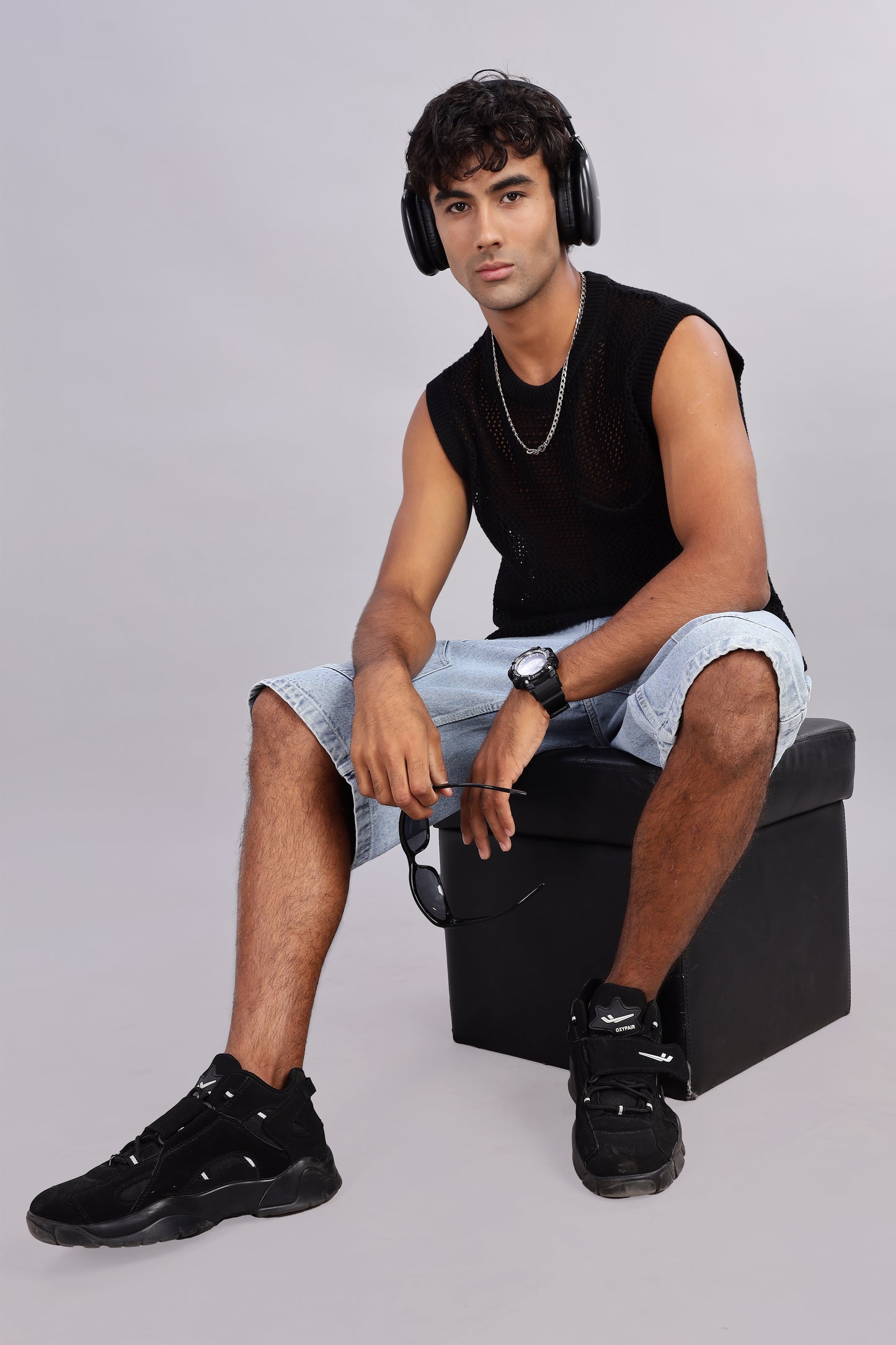 Baggy Fit Utility Denim Jorts – Light Blue