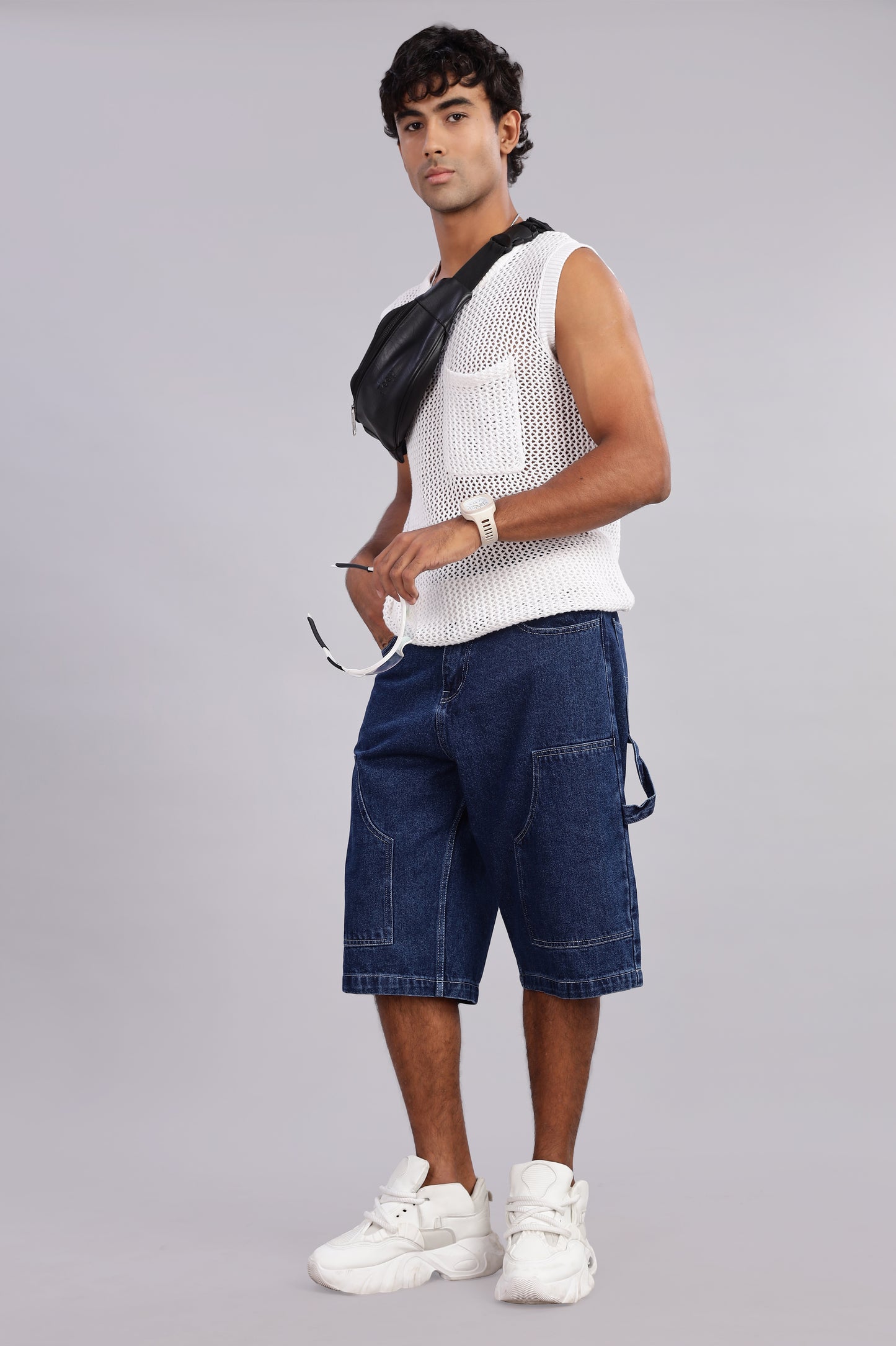 Foulchild Men's Dark Blue Baggy Carpenter Denim Jorts