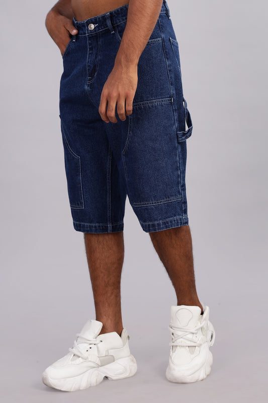 Foulchild Men's Dark Blue Baggy Carpenter Denim Jorts