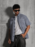 Dual Pocket-Boxy Fit Shirt-Dark Gray