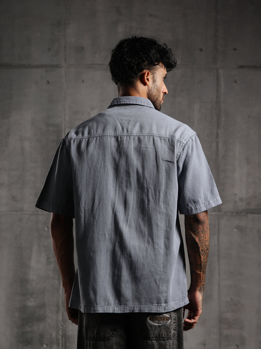 Dual Pocket-Boxy Fit Shirt-Dark Gray