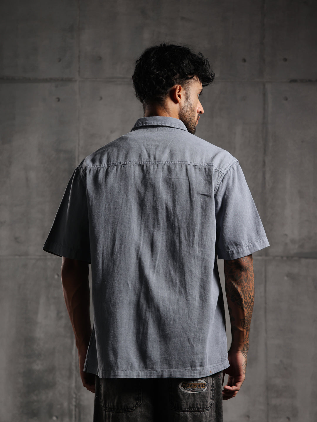 Dual Pocket-Boxy Fit Shirt-Dark Gray