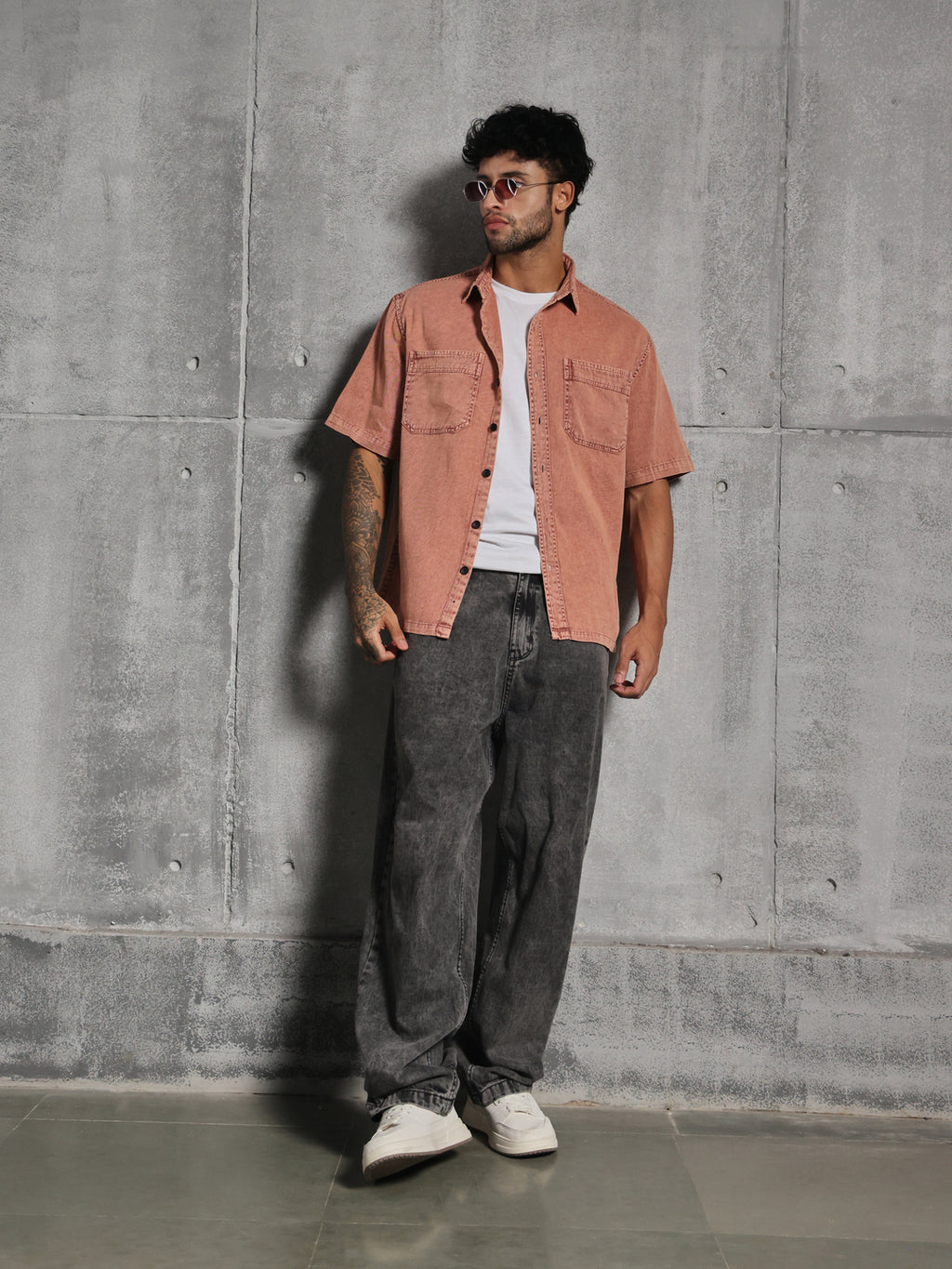 Dual Pocket-Boxy Fit Shirt-Burnt Orange
