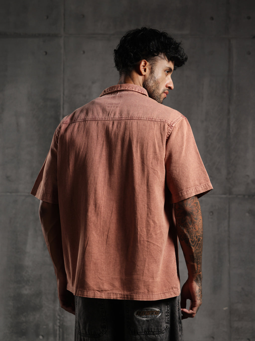 Dual Pocket-Boxy Fit Shirt-Burnt Orange