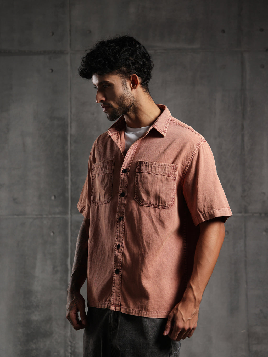 Dual Pocket-Boxy Fit Shirt-Burnt Orange