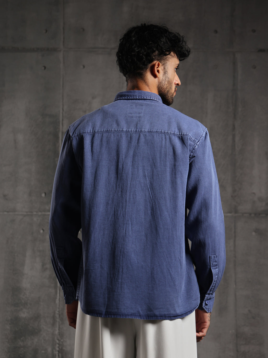 Double Flap Pocket Shirt- Relax/Baggy Fit - Deep Blue