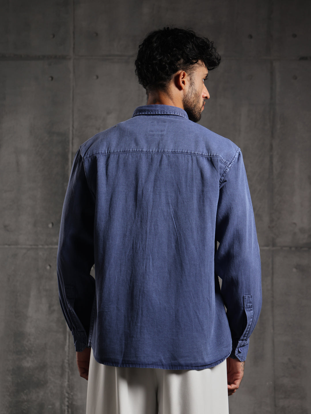 Double Flap Pocket Shirt- Relax/Baggy Fit - Deep Blue