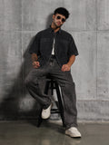 Dual Pocket-Boxy Fit Shirt-Charcoal