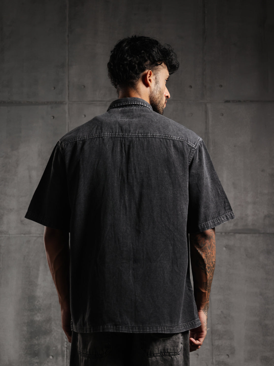Dual Pocket-Boxy Fit Shirt-Charcoal