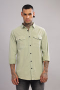 Green Cotton Shirt – Full Sleeve with Dual Chest Pockets