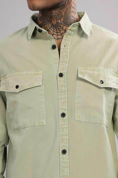 Green Cotton Shirt – Full Sleeve with Dual Chest Pockets