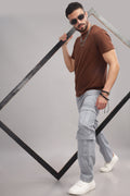 8 Pocket Cargo Denim | Baggy Fit Jeans | Light Grey
