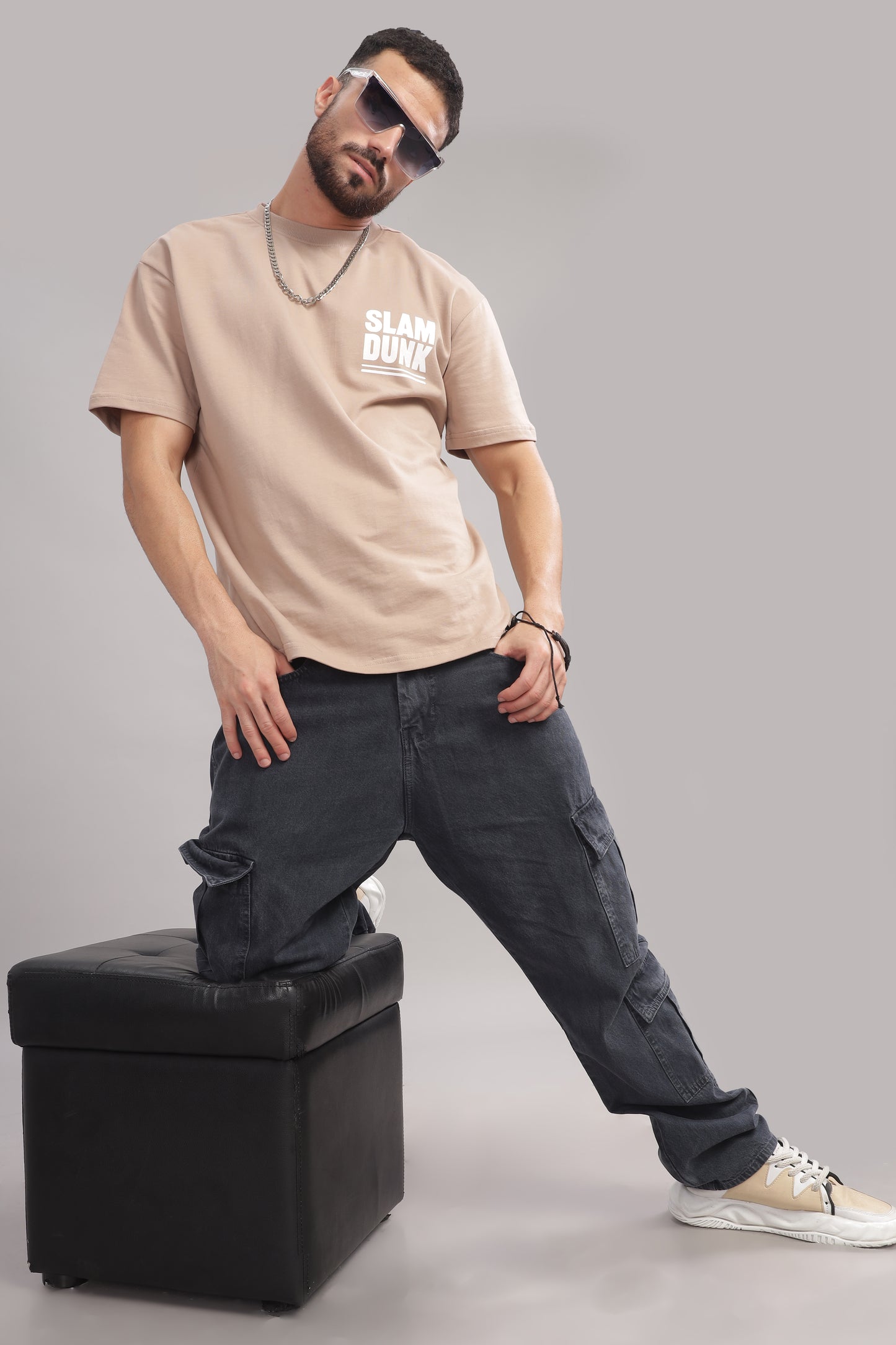 8 Pocket Cargo Denim | Baggy Fit Jeans | Dark Grey
