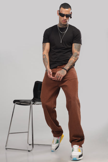 Plain Baggy Brown Jeans