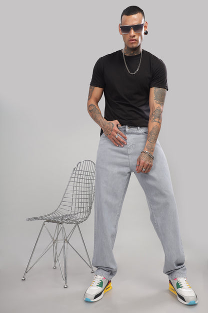 Plain Baggy Light Grey Jeans
