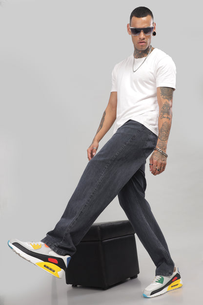 Plain Baggy Dark Grey Jeans