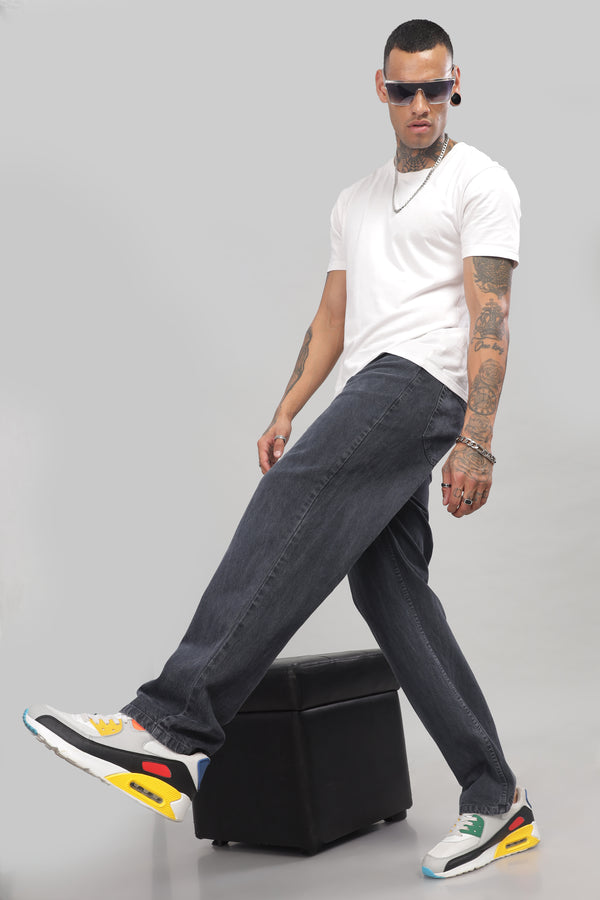 Plain Baggy Dark Grey Jeans