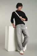 Ash Grey Baggy Fit Jeans with Whisker detailing