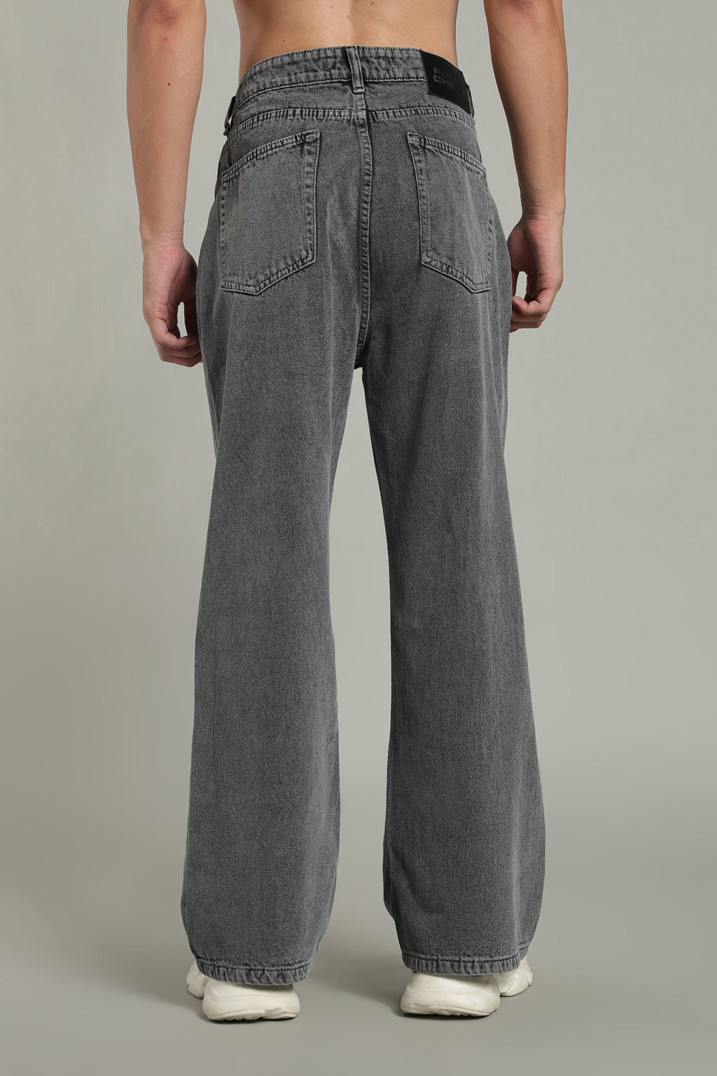 Wide Leg Ecru Jeans- Charcoal