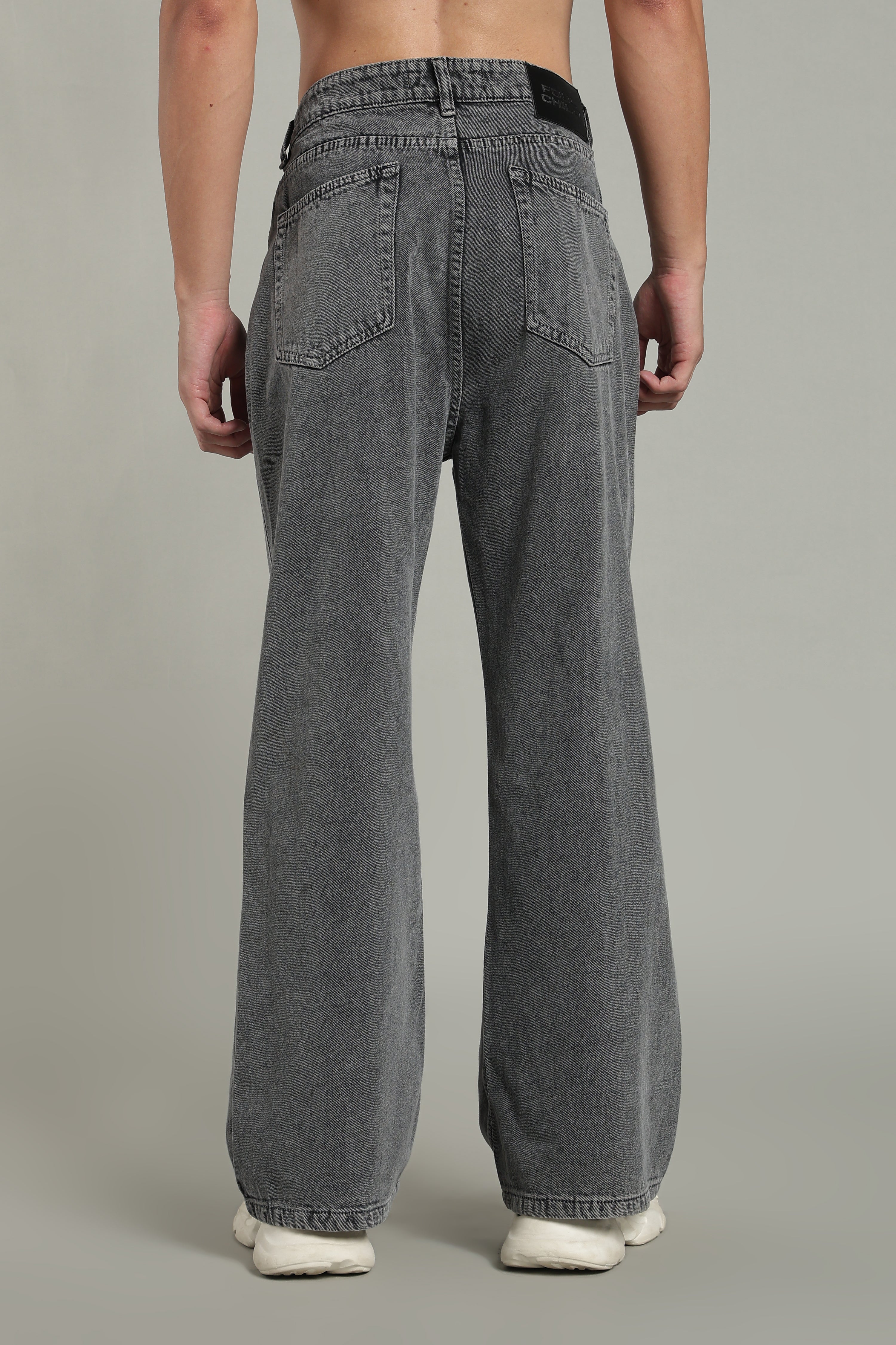 Wide Leg Ecru Jeans- Charcoal