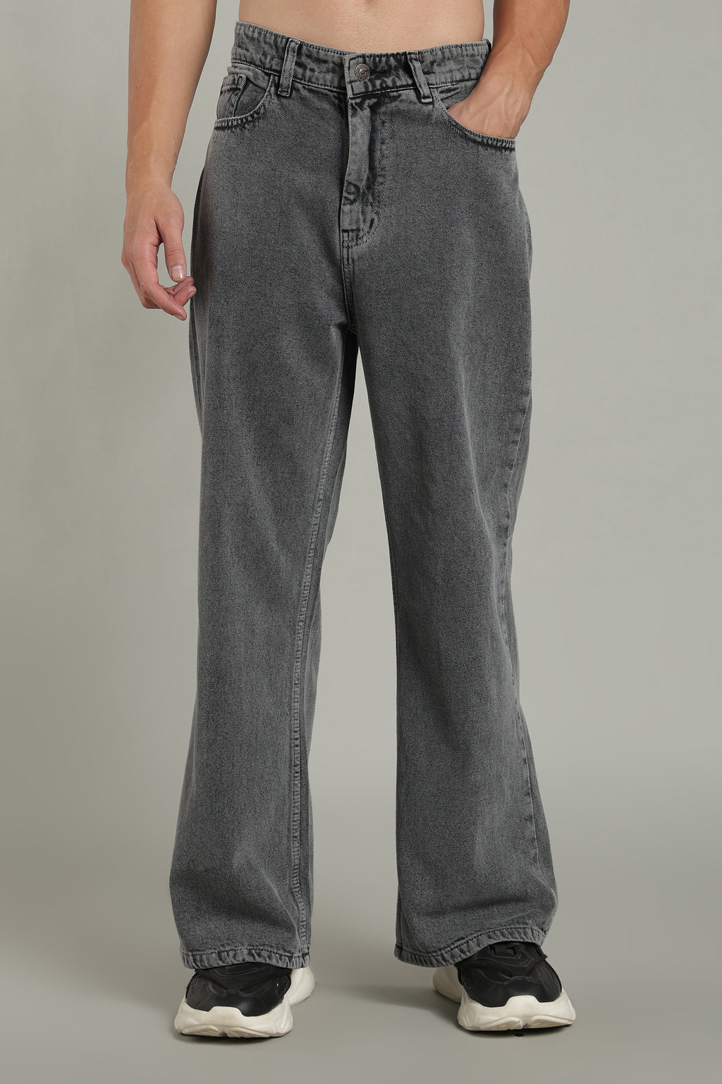 Wide Leg Ecru Jeans- Charcoal