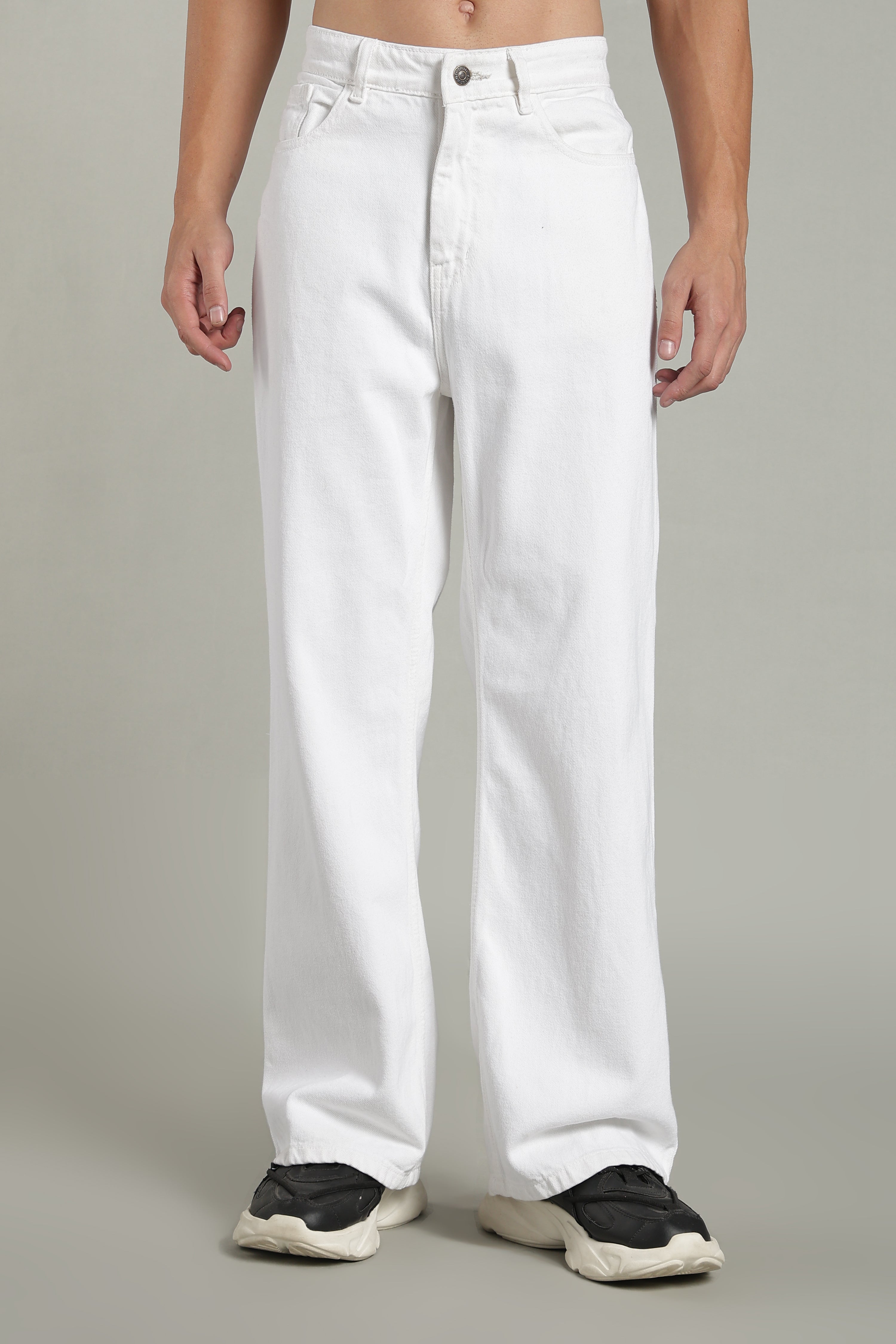 Wide Leg Ecru Jeans- White