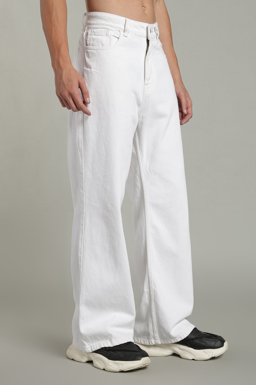 Wide Leg Ecru Jeans- White
