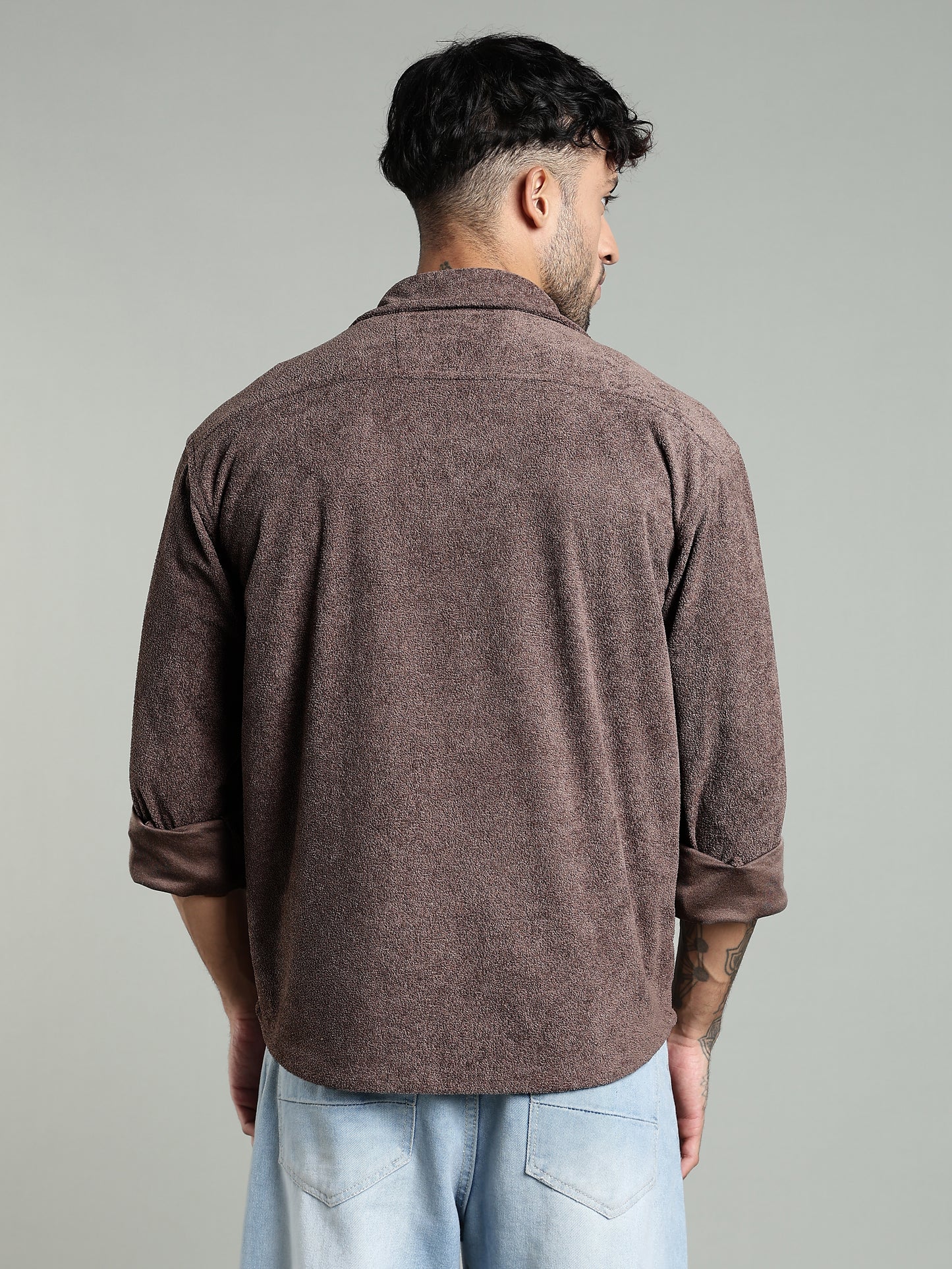 Soft Touch Texture Shirt – Brown- Relaxed fit