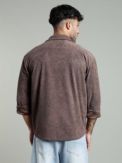 Soft Touch Texture Shirt – Brown- Relaxed fit