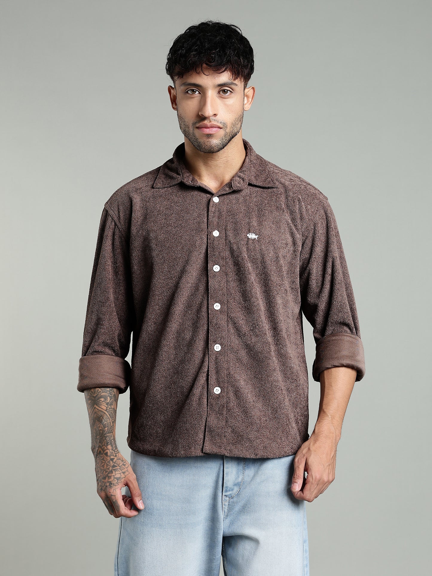 Soft Touch Texture Shirt – Brown- Relaxed fit