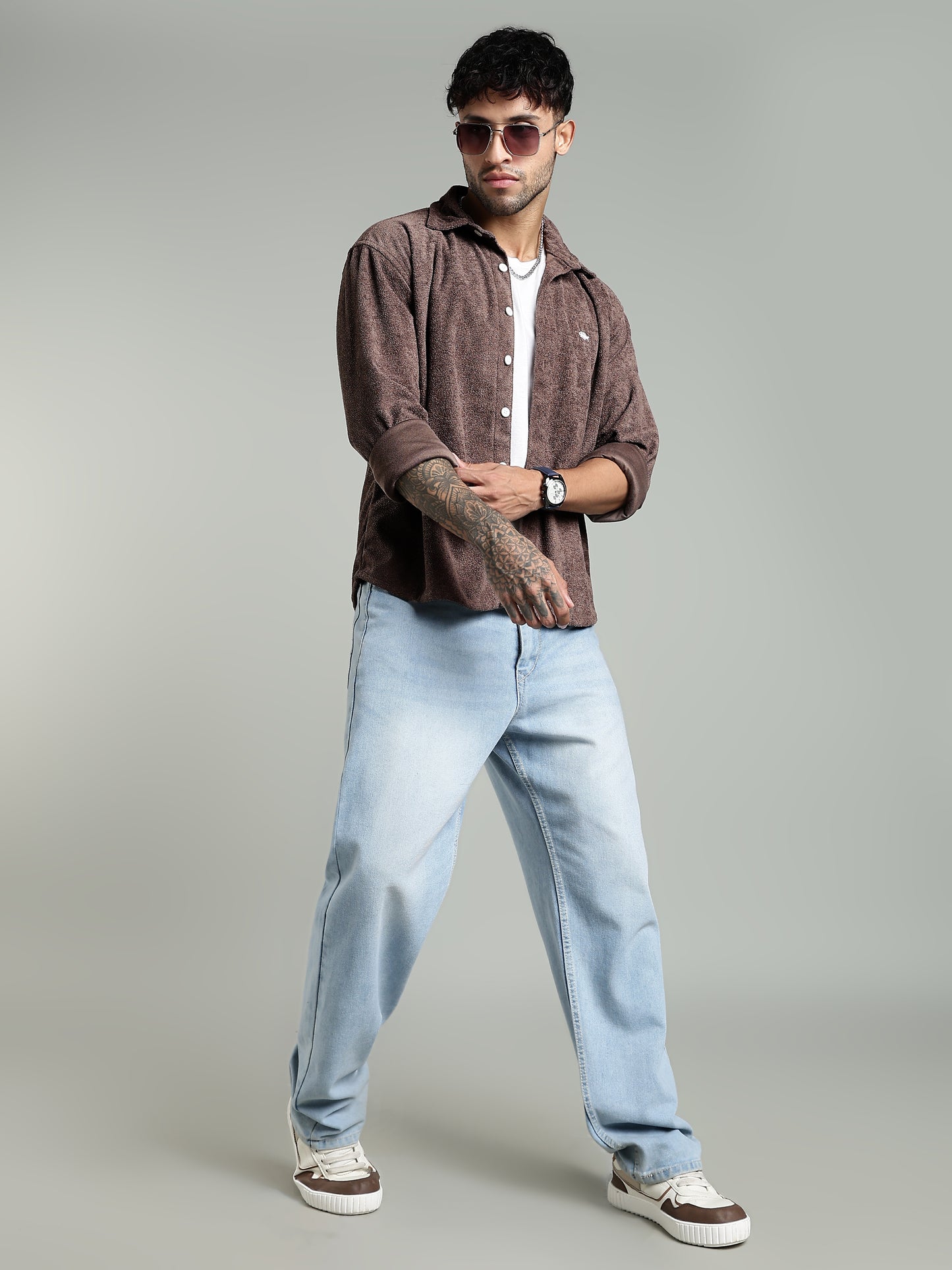 Soft Touch Texture Shirt – Brown- Relaxed fit