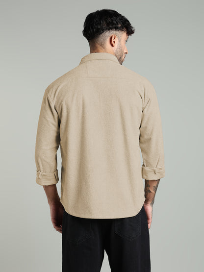 Soft Touch Texture Shirt – Beige- Relaxed Fit