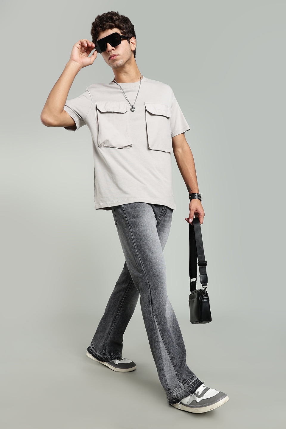 Grey Flared Jeans