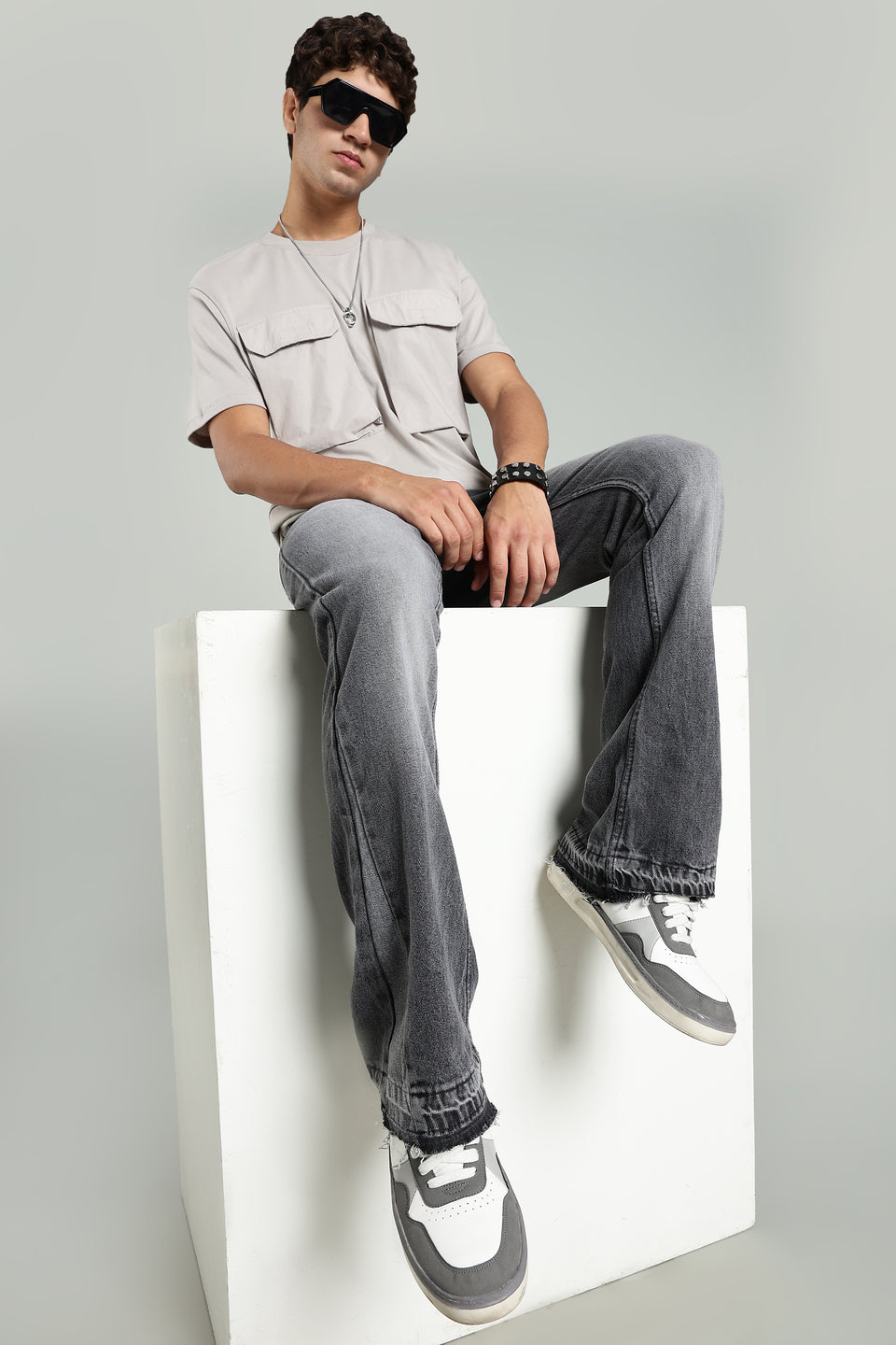 Grey Flared Jeans