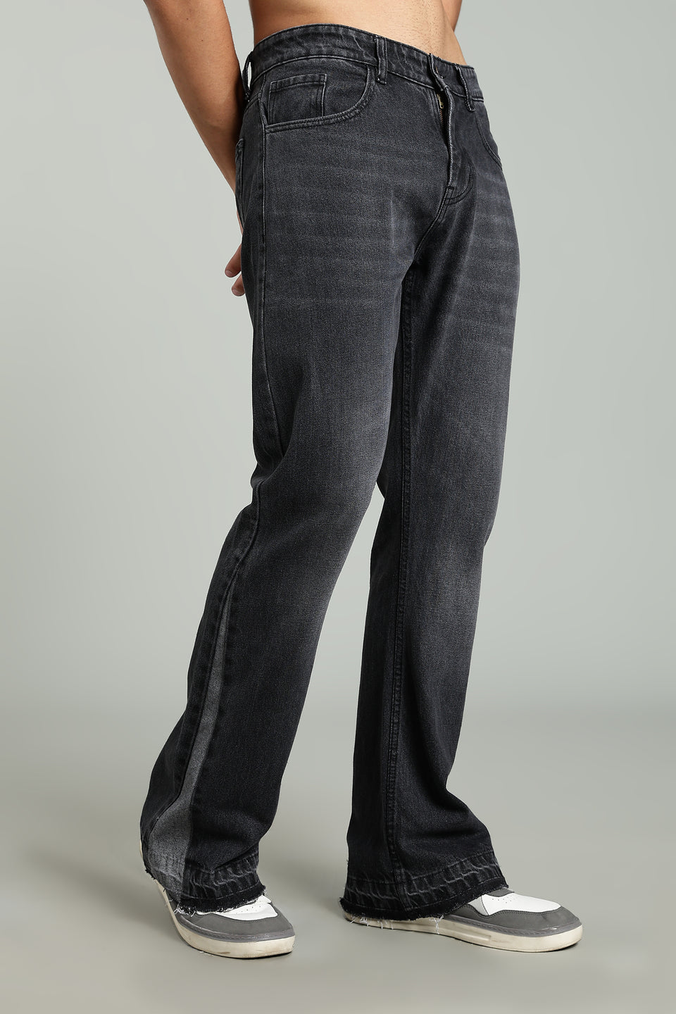 Black Grey Flared Jeans