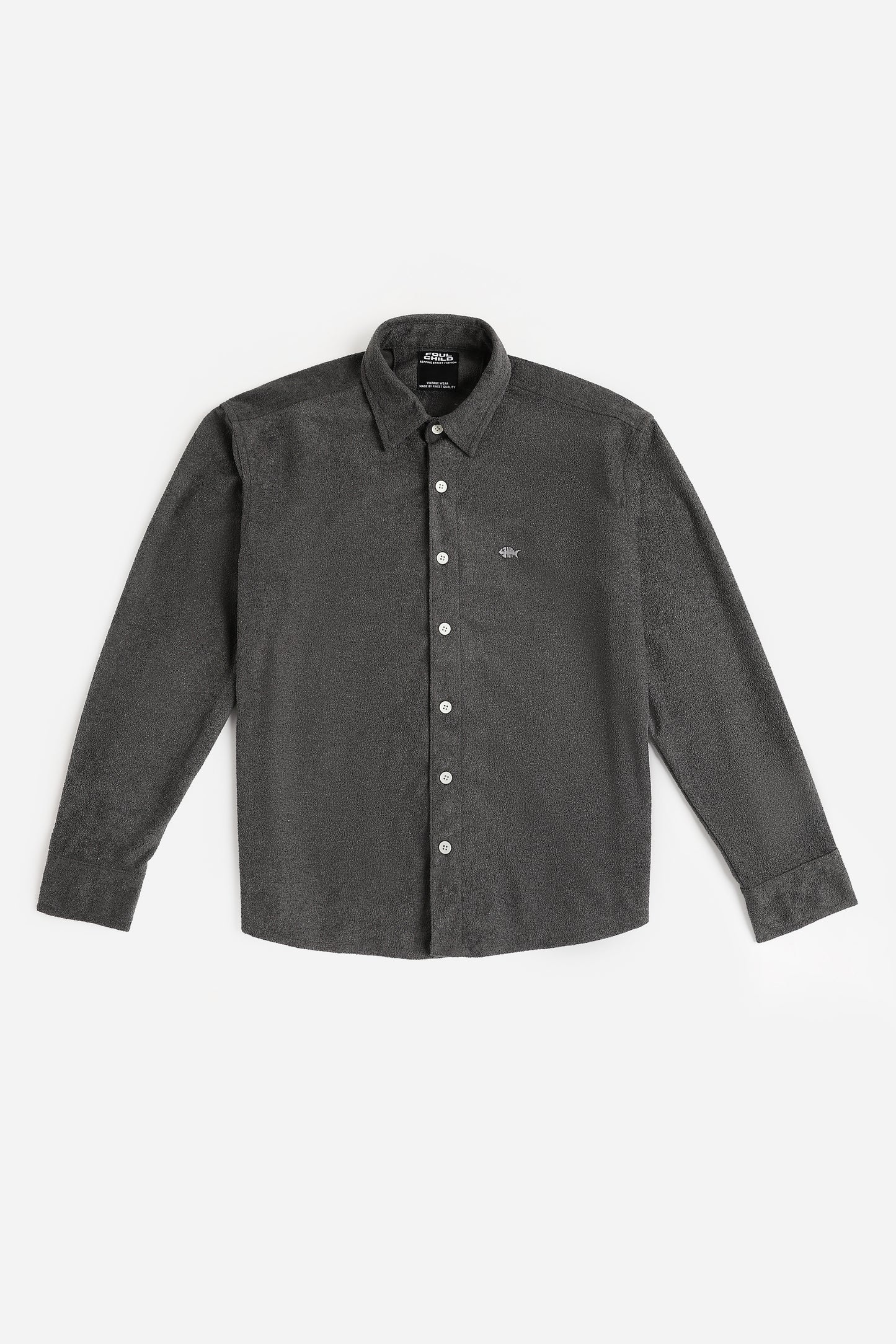 Grey Soft Touch Texture Shirt- Relaxed Fit