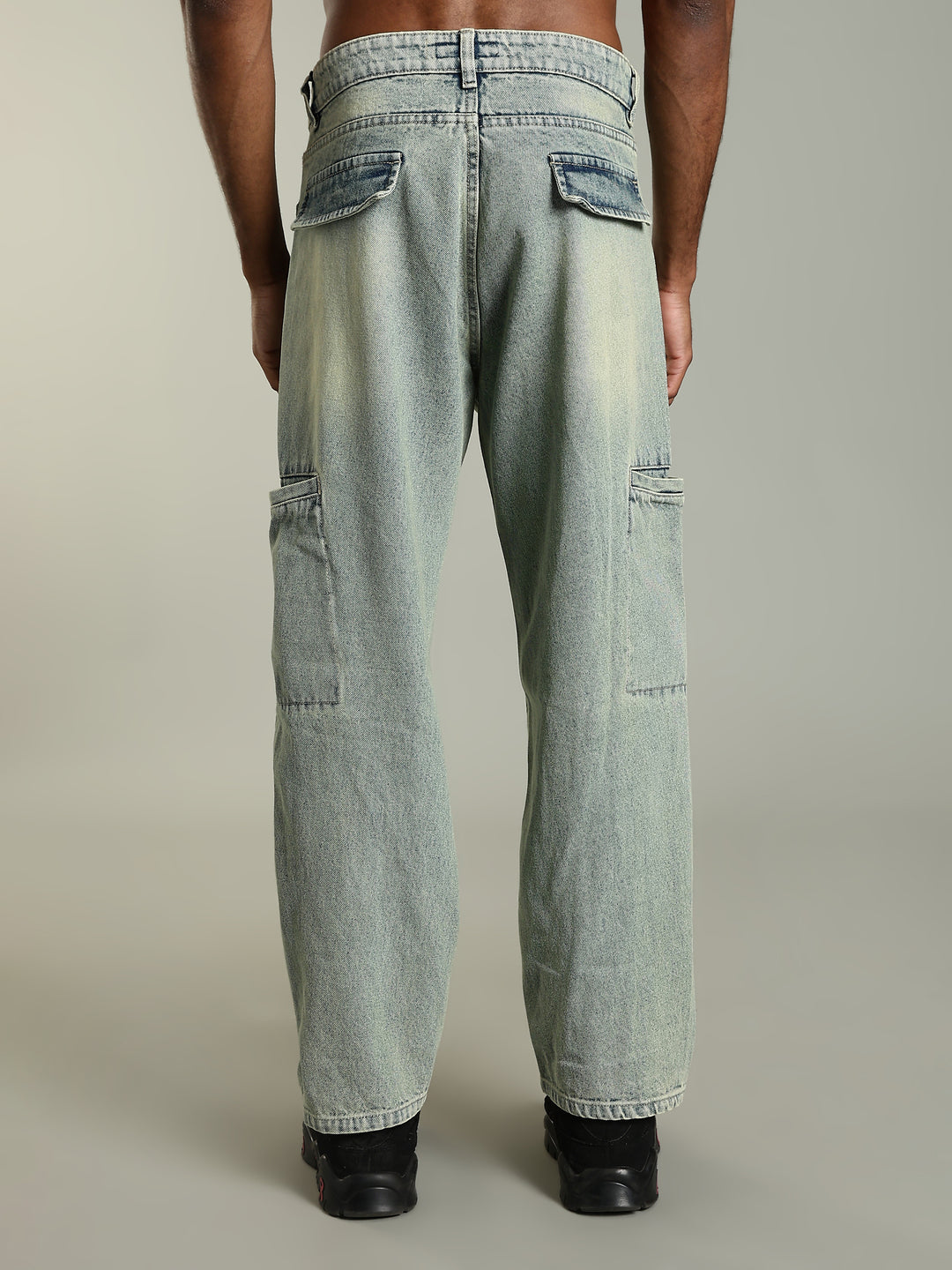 Vintage Wash baggy Cargo Jeans with Washed Fade